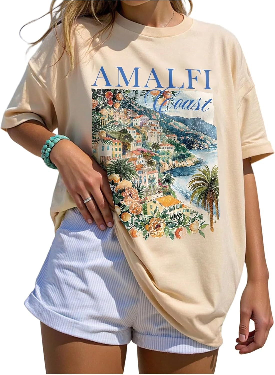 Women'S Oversized Graphic Tees Drop Shoulder Half Sleeve Loose Casual T Shirt Tops