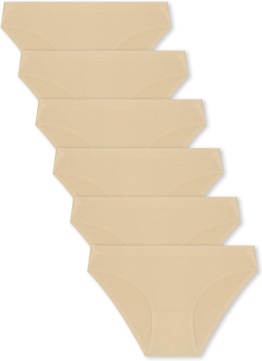 6 Pack Women’S Seamless Hipster Underwear No Show Panties Invisibles Briefs Soft Stretch Bikini Underwears XS-XL