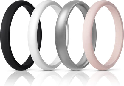 Women'S Bridal Rings Sets, Thin and Stackable Rings Silicone Women Wedding Bands，Rubber Promise Rings for Gift, Anniversary Ring for Work Out- 2.5Mm Width - 1.8Mm Thick