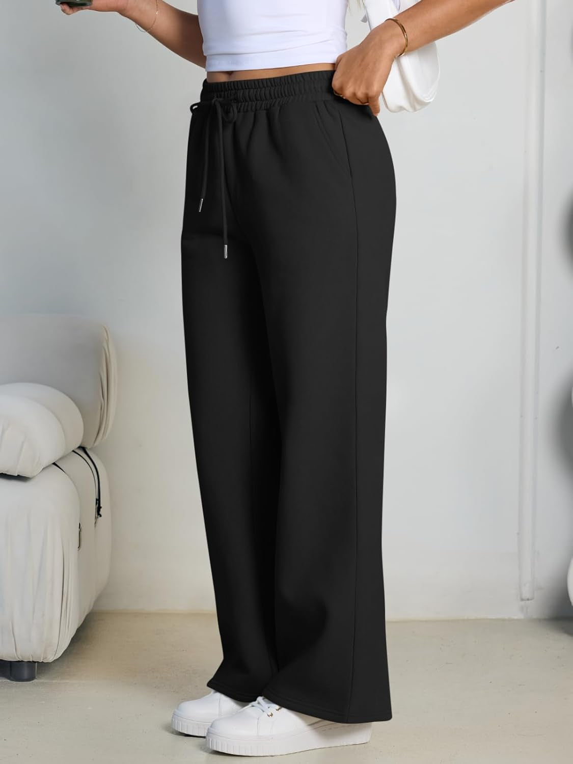 Womens Wide Leg Fleece Lined Sweatpants Winter Baggy Lounge Travel Pants Fashion Outfits 2025 Joggers Clothes