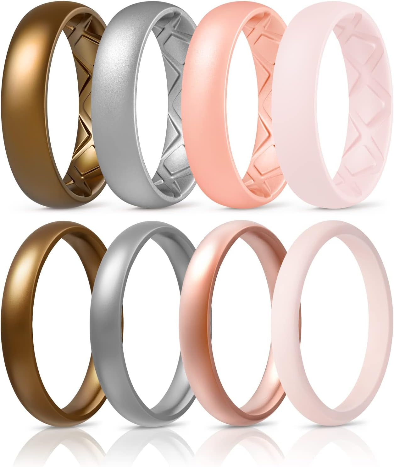 Women'S Bridal Rings Sets, Thin and Stackable Rings Silicone Women Wedding Bands，Rubber Promise Rings for Gift, Anniversary Ring for Work Out- 2.5Mm Width - 1.8Mm Thick