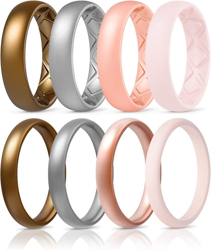 Women'S Bridal Rings Sets, Thin and Stackable Rings Silicone Women Wedding Bands，Rubber Promise Rings for Gift, Anniversary Ring for Work Out- 2.5Mm Width - 1.8Mm Thick