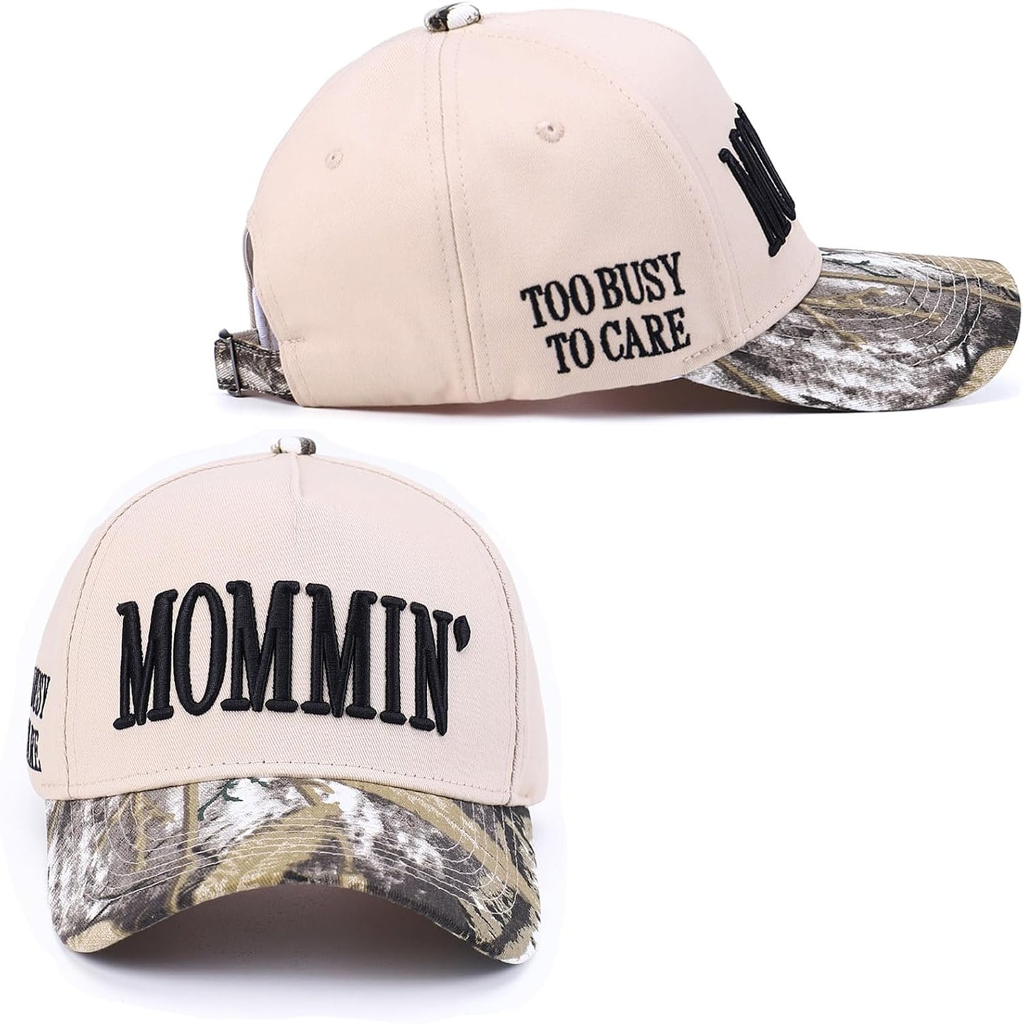 Vintage Two-Tone Trucker Hat Adjustable Baseball Cap with Mommin Embroidery Ponytail Fit Unisex Outdoor Casual Headwear