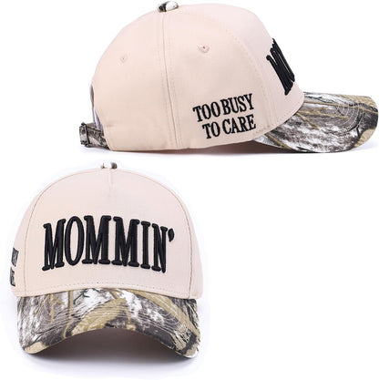 Vintage Two-Tone Trucker Hat Adjustable Baseball Cap with Mommin Embroidery Ponytail Fit Unisex Outdoor Casual Headwear