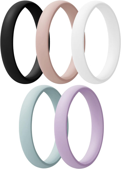 Women'S Bridal Rings Sets, Thin and Stackable Rings Silicone Women Wedding Bands，Rubber Promise Rings for Gift, Anniversary Ring for Work Out- 2.5Mm Width - 1.8Mm Thick