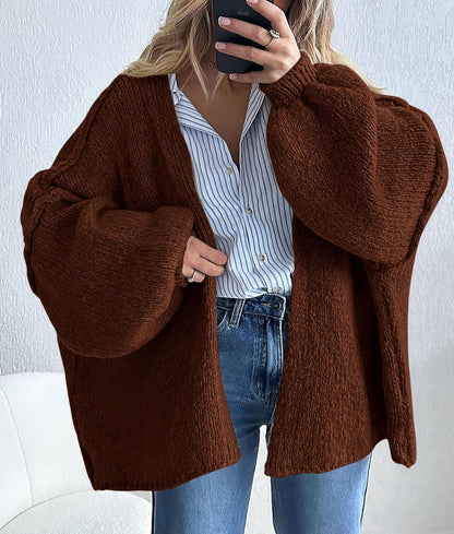 Womens Oversized Cardigan Sweaters 2026 Fall Long Lantern Sleeve Knit Open Front Lightweight Sweater