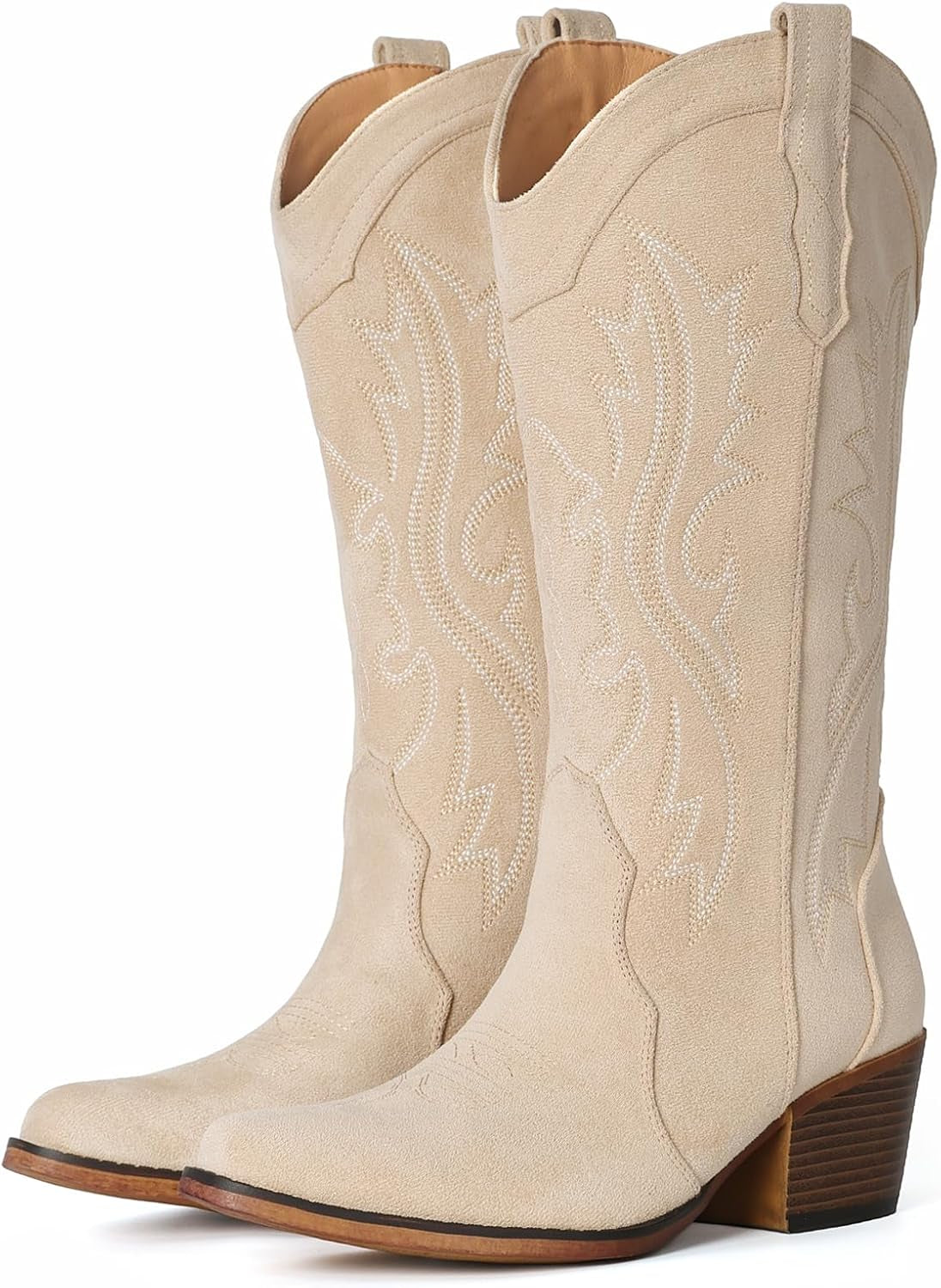 Cowboy Boots for Women Western Cowgirl Boots with Chunky Heel Mid Calf Snip Toe Ideal for Low Insteps