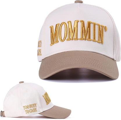 Vintage Two-Tone Trucker Hat Adjustable Baseball Cap with Mommin Embroidery Ponytail Fit Unisex Outdoor Casual Headwear