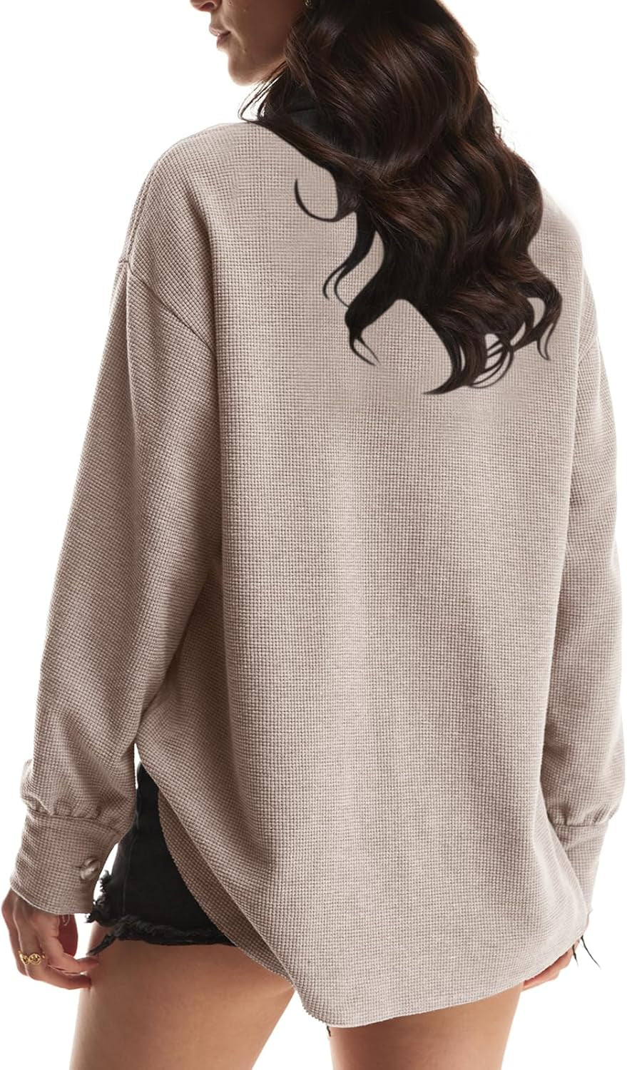 Shackets for Women 2025 Waffle Knit Tops Long Sleeve Button down Shirt Fall Jackets Outfits Corduroy Jacket