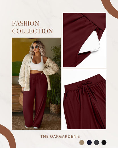 4 Pack Women'S plus Size Lounge Pants Wide Leg Yoga Pants Drawstring Baggy Sweatpants Loose Casual Workout Jogger