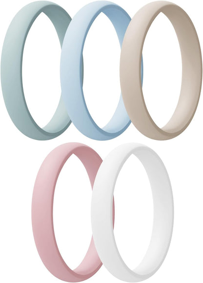 Women'S Bridal Rings Sets, Thin and Stackable Rings Silicone Women Wedding Bands，Rubber Promise Rings for Gift, Anniversary Ring for Work Out- 2.5Mm Width - 1.8Mm Thick