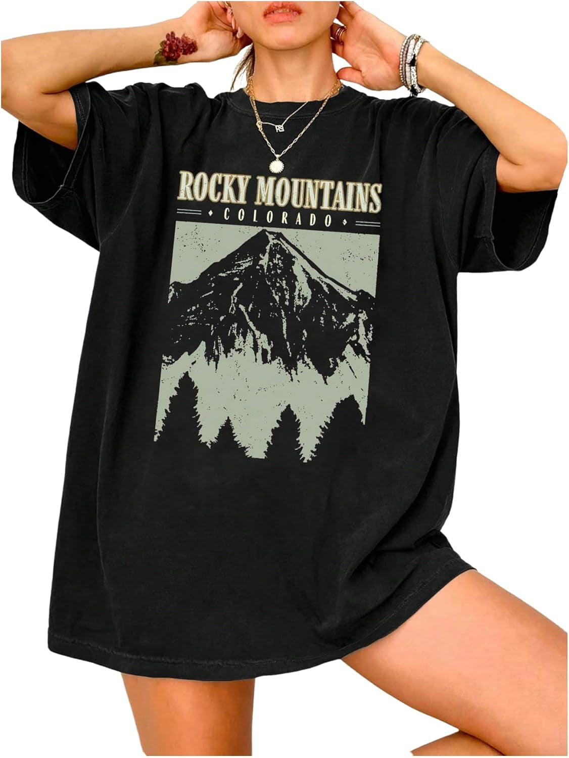 Women'S Oversized Graphic Tees Drop Shoulder Half Sleeve Loose Casual T Shirt Tops