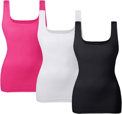 Women'S Tummy Control Shapewear Tank Tops Seamless Square Neck Compression Tops Slimming Body Shaper Camisole