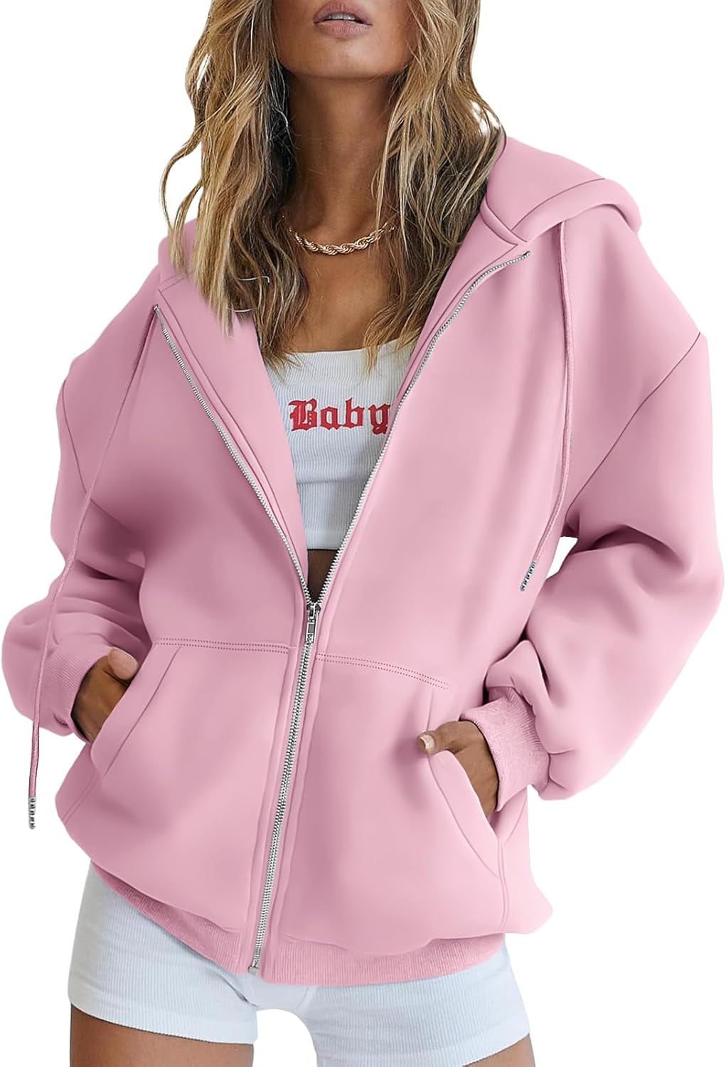 Womens Zip up Hoodies Oversized Sweatshirts Fall Fashion Spring Outfits Casual Jackets 2026 Winter Clothes