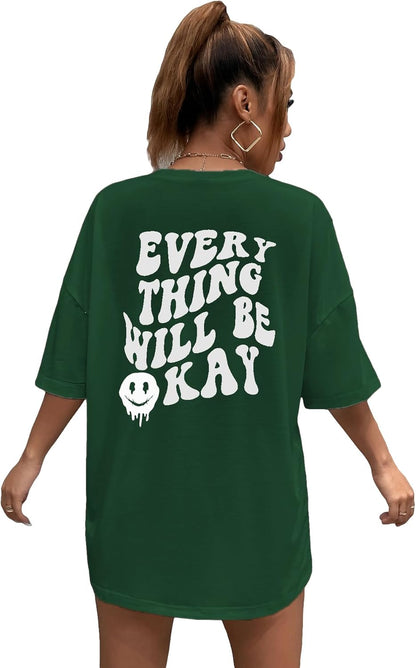 Women'S Oversized T Shirts Graphic Tees Letter Print Casual Trendy Summer Loose Tops