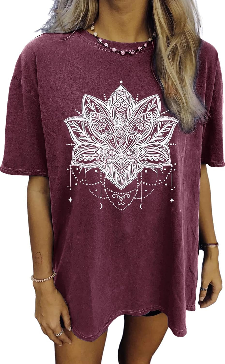 Oversized Tshirts for Women Wildflower Graphic Tees Hiking Crewneck Short Sleeve Clothes Casual Loose Hawaii Tops