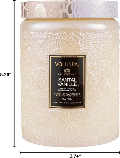 Santal Vanille Candle, 18 Oz, Coconut Wax Blend, Scented Candles for Home, 100 Hour Burn Time, Candle Jars