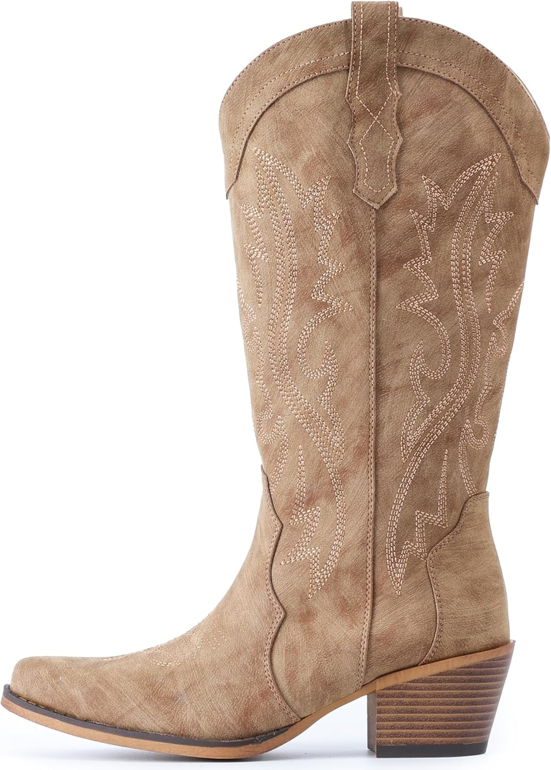 Cowboy Boots for Women Western Cowgirl Boots with Chunky Heel Mid Calf Snip Toe Ideal for Low Insteps