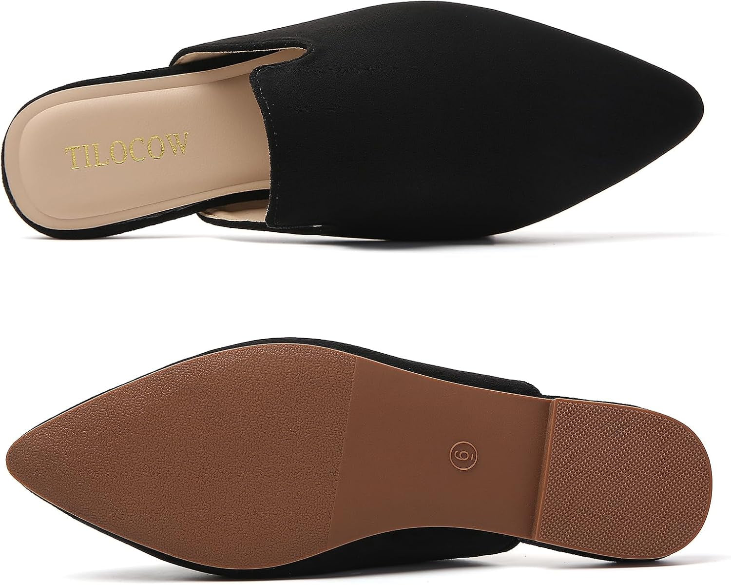 Mules for Woman Comfortable Pointed Toe Backless Loafers Flat Mule Business Casual Shoes Slides Slip On