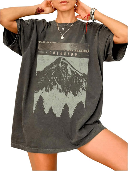 Women'S Oversized Graphic Tees Drop Shoulder Half Sleeve Loose Casual T Shirt Tops