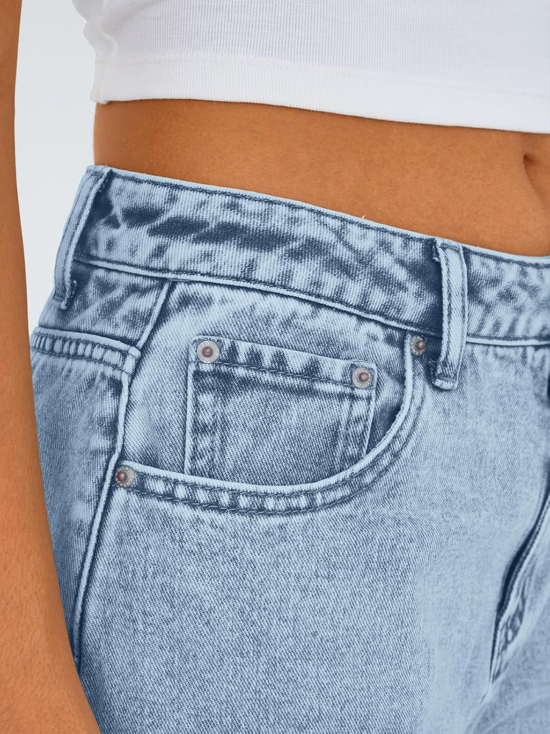 Women'S High Waisted Straight Wide Leg Jeans, Comfort Stretch Baggy Denim Pants