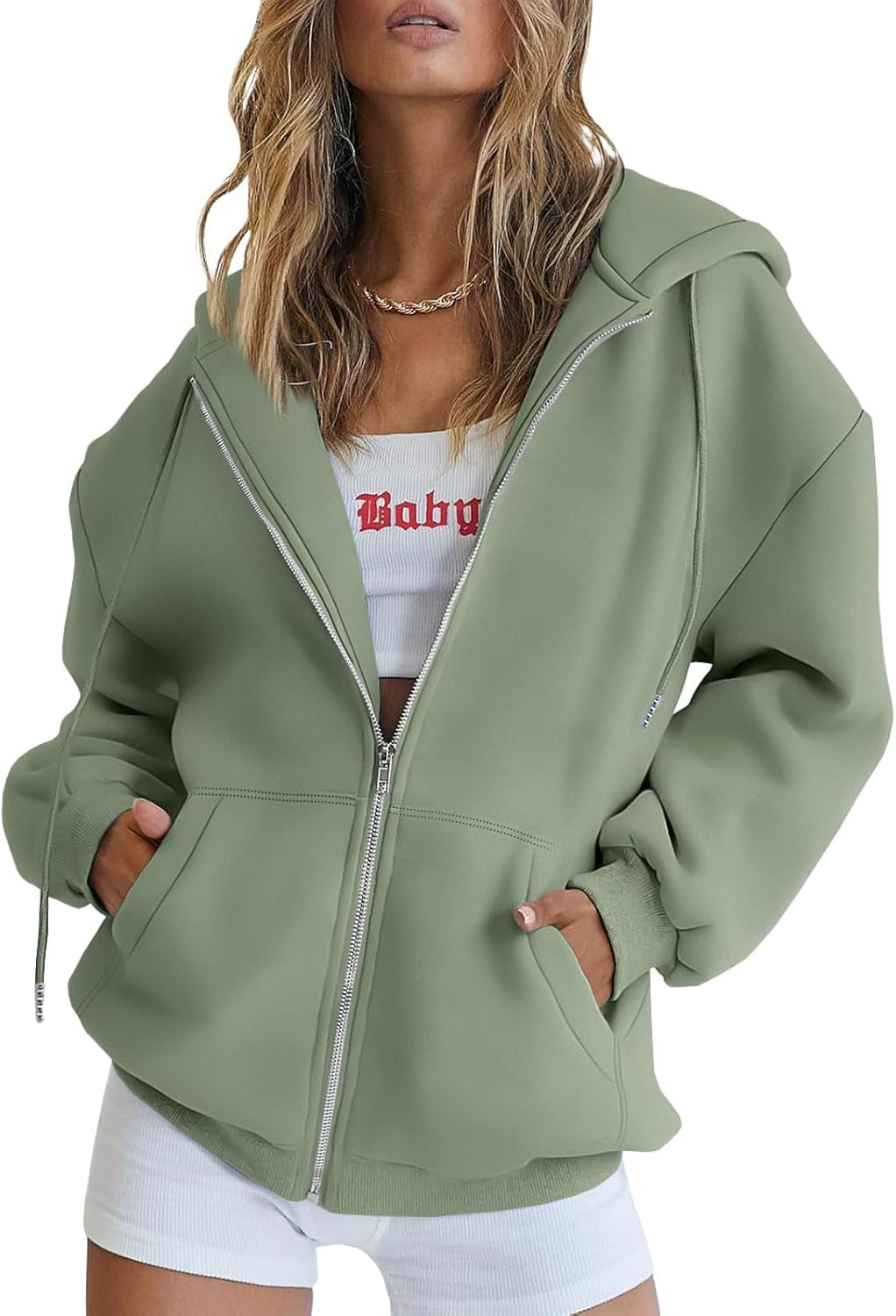 Womens Zip up Hoodies Oversized Sweatshirts Fall Fashion Spring Outfits Casual Jackets 2026 Winter Clothes