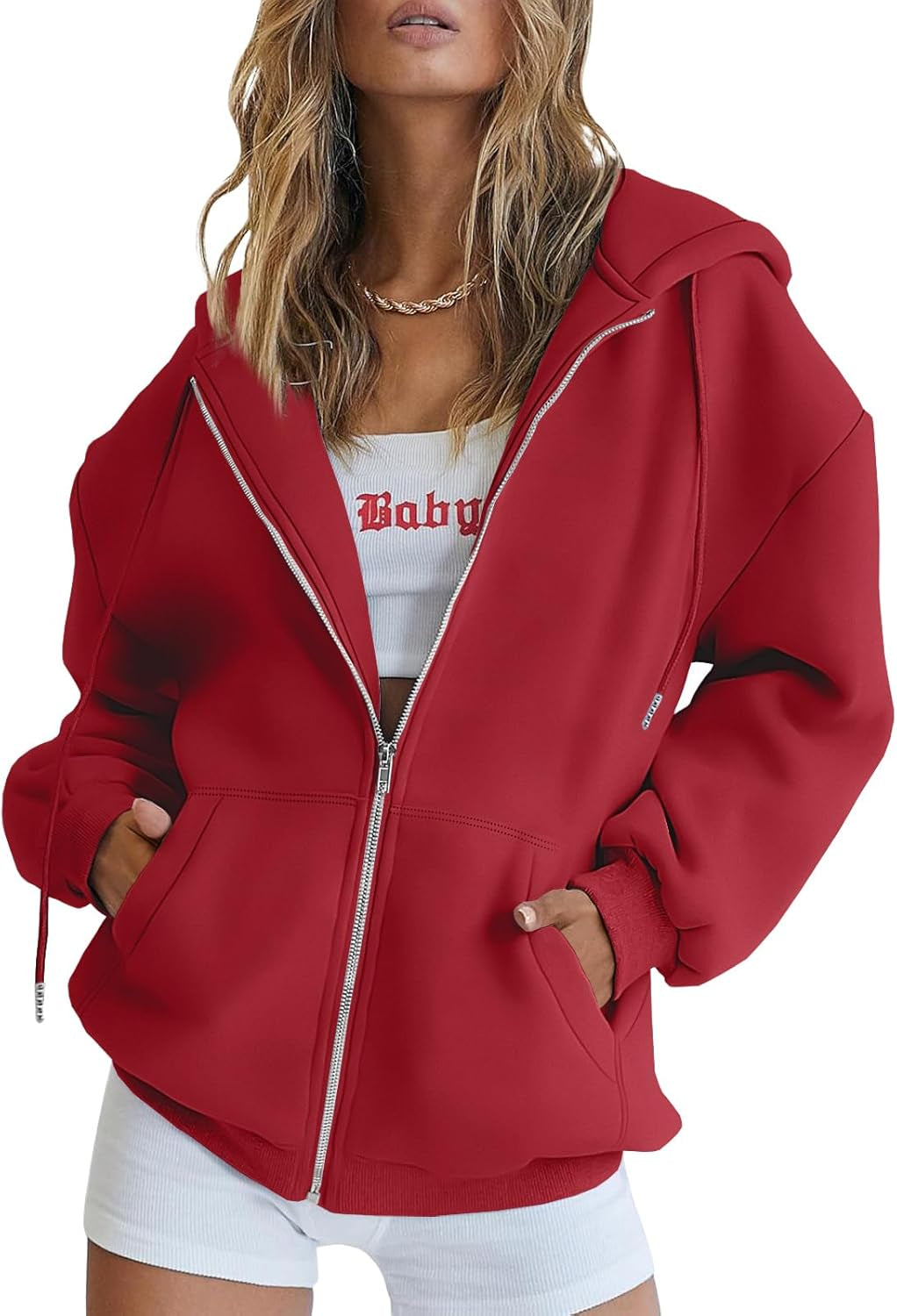 Womens Zip up Hoodies Oversized Sweatshirts Fall Fashion Spring Outfits Casual Jackets 2026 Winter Clothes