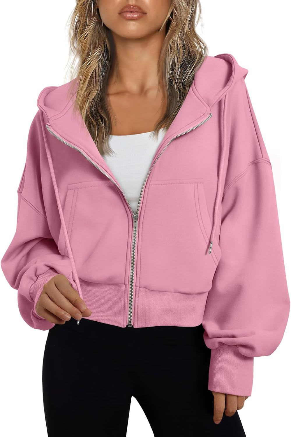 Hoodies for Women Full Zip up Cropped Sweatshirts Jackets Casual Comfy Gym Tops Fall Outfits Winter Clothes 2026