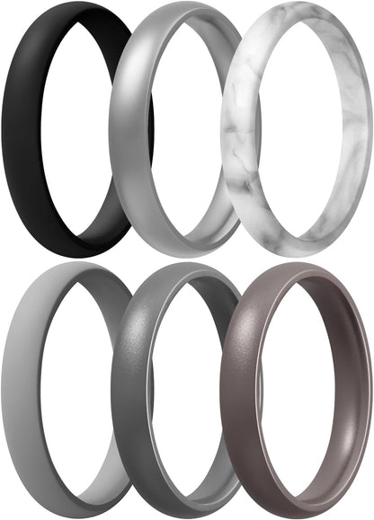 Women'S Bridal Rings Sets, Thin and Stackable Rings Silicone Women Wedding Bands，Rubber Promise Rings for Gift, Anniversary Ring for Work Out- 2.5Mm Width - 1.8Mm Thick