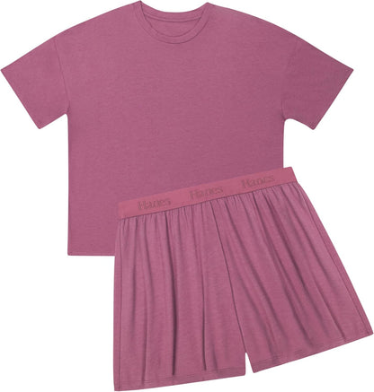 Womens Originals 2 Piece Lounge Set, Comfywear Supersoft Boxy T-Shirt & Sleep Shorts Loungewear Set