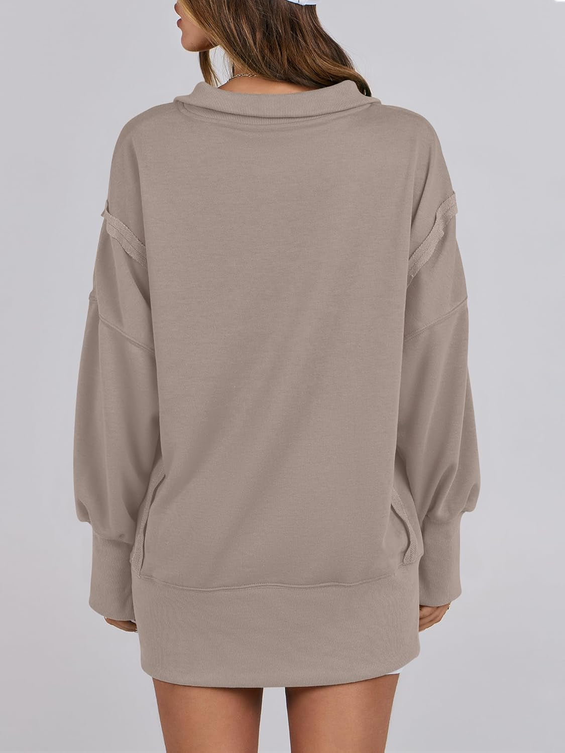 Women'S Sweatshirts Oversized Casual Loose Button up Henley Pullover Top High Low Split 2025 Fall Fashion Outfits