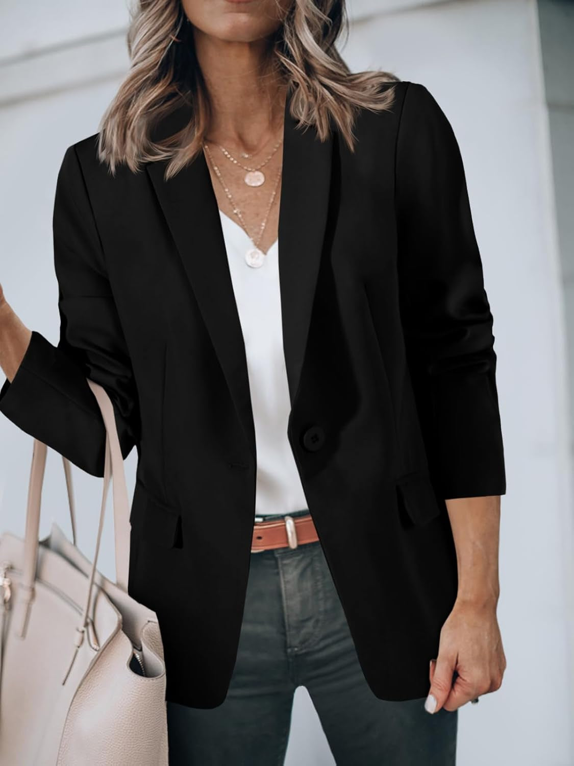 Womens Casual Blazers Open Front Long Sleeve Work Office Suit Jackets Blazer