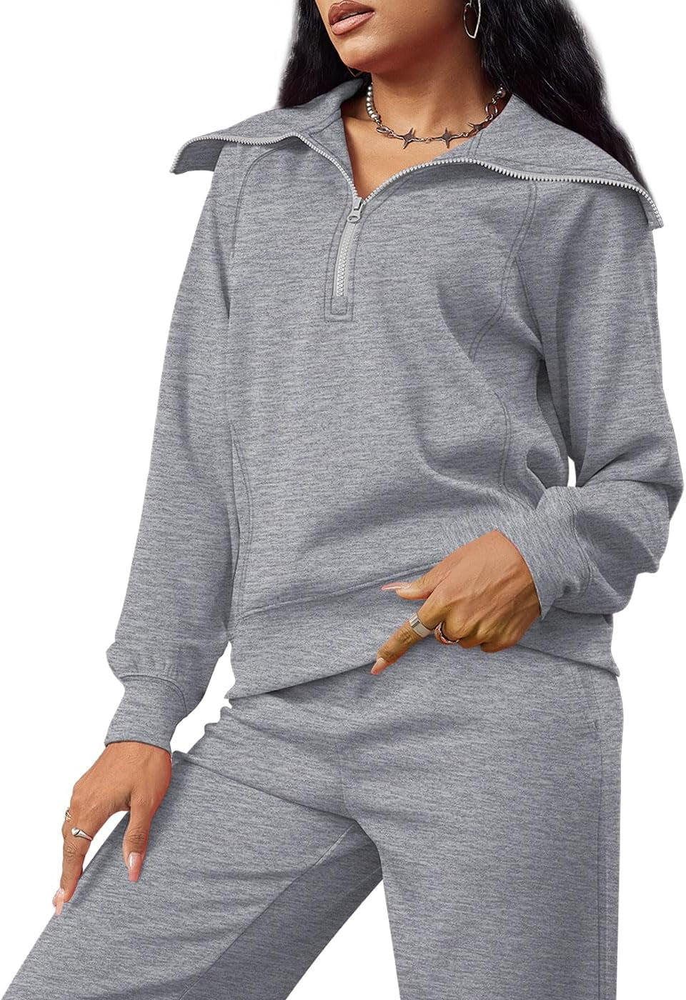 Lounge Sets for Women 2025 Half Zip Sweatshirt and Wide Leg Sweatpant 2 Piece Outfits Sweatsuit Tracksuit