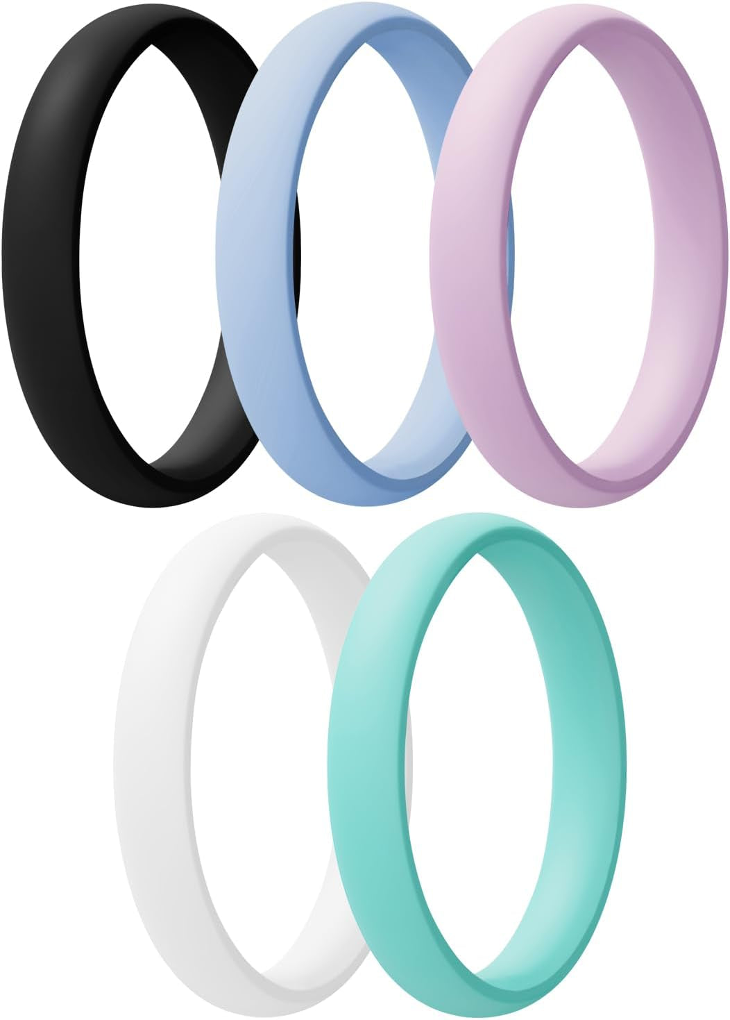 Women'S Bridal Rings Sets, Thin and Stackable Rings Silicone Women Wedding Bands，Rubber Promise Rings for Gift, Anniversary Ring for Work Out- 2.5Mm Width - 1.8Mm Thick