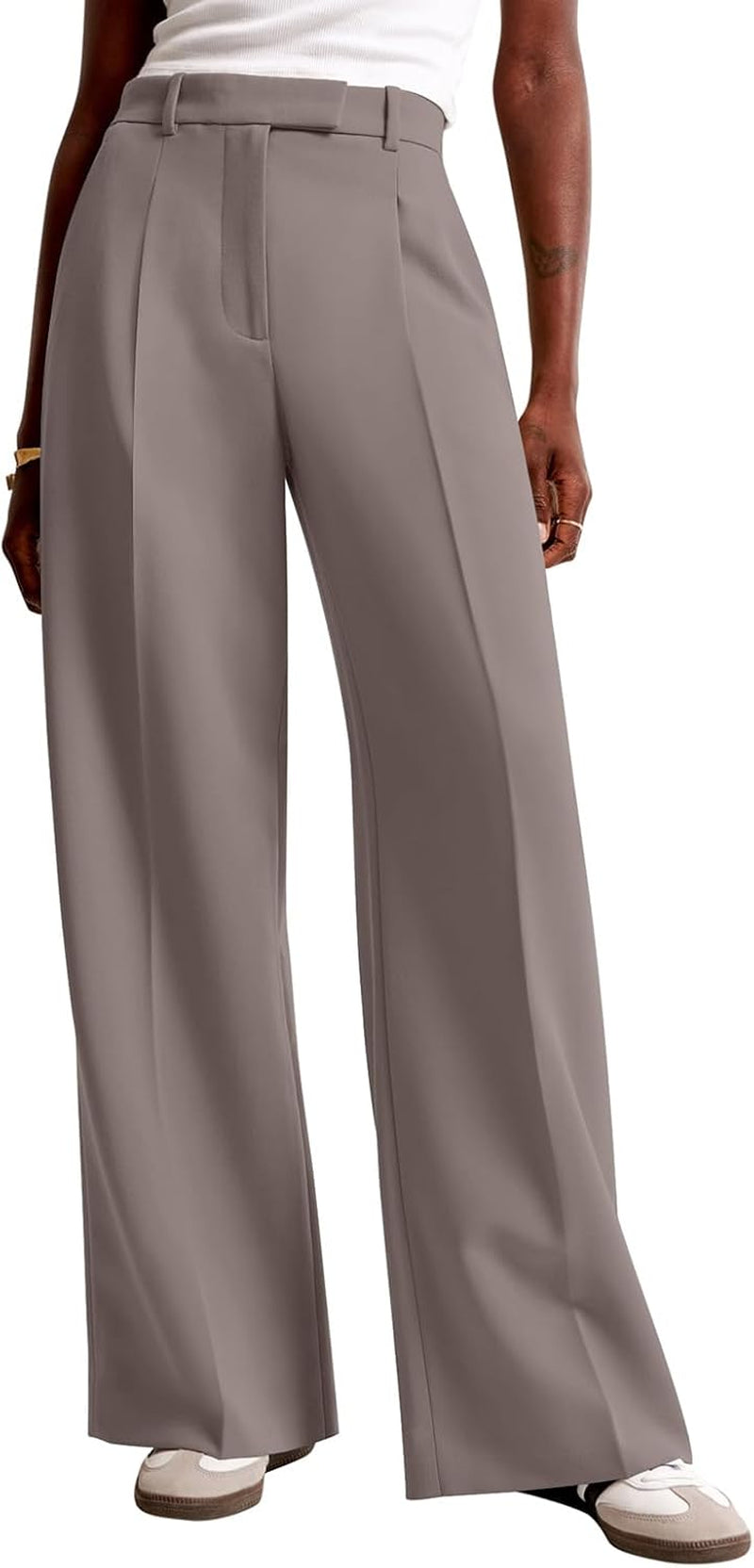 Women Wide Leg Pants High Waisted Business Casual Work Trousers Dressy Pants with Pockets