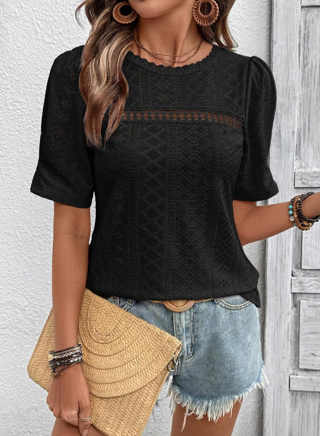Women'S Shirts Casual 2026 Beach Hollow Out Trendy Casual Summer Tops Vacation Blouses