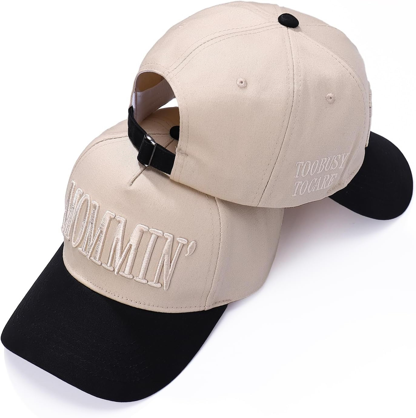 Vintage Two-Tone Trucker Hat Adjustable Baseball Cap with Mommin Embroidery Ponytail Fit Unisex Outdoor Casual Headwear