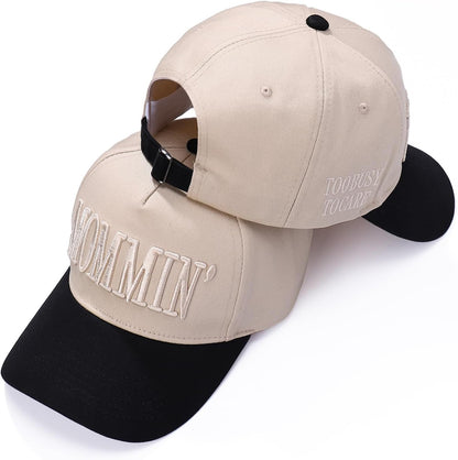 Vintage Two-Tone Trucker Hat Adjustable Baseball Cap with Mommin Embroidery Ponytail Fit Unisex Outdoor Casual Headwear
