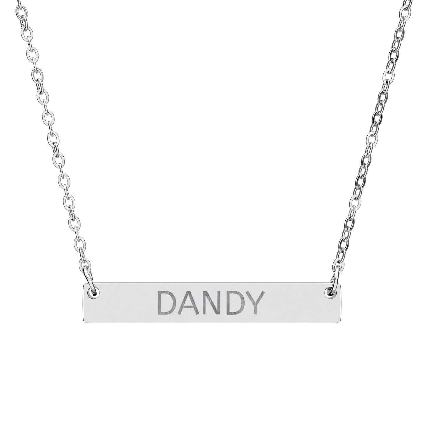 Dandy Bar Necklace - Minimalist Engraved Pendant - Dainty Script Jewelry