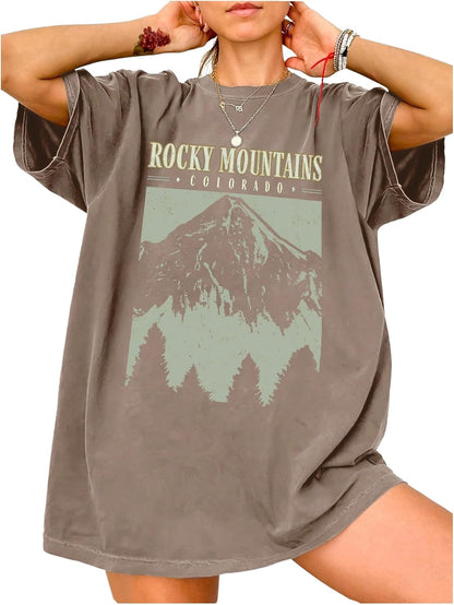 Women'S Oversized Graphic Tees Drop Shoulder Half Sleeve Loose Casual T Shirt Tops