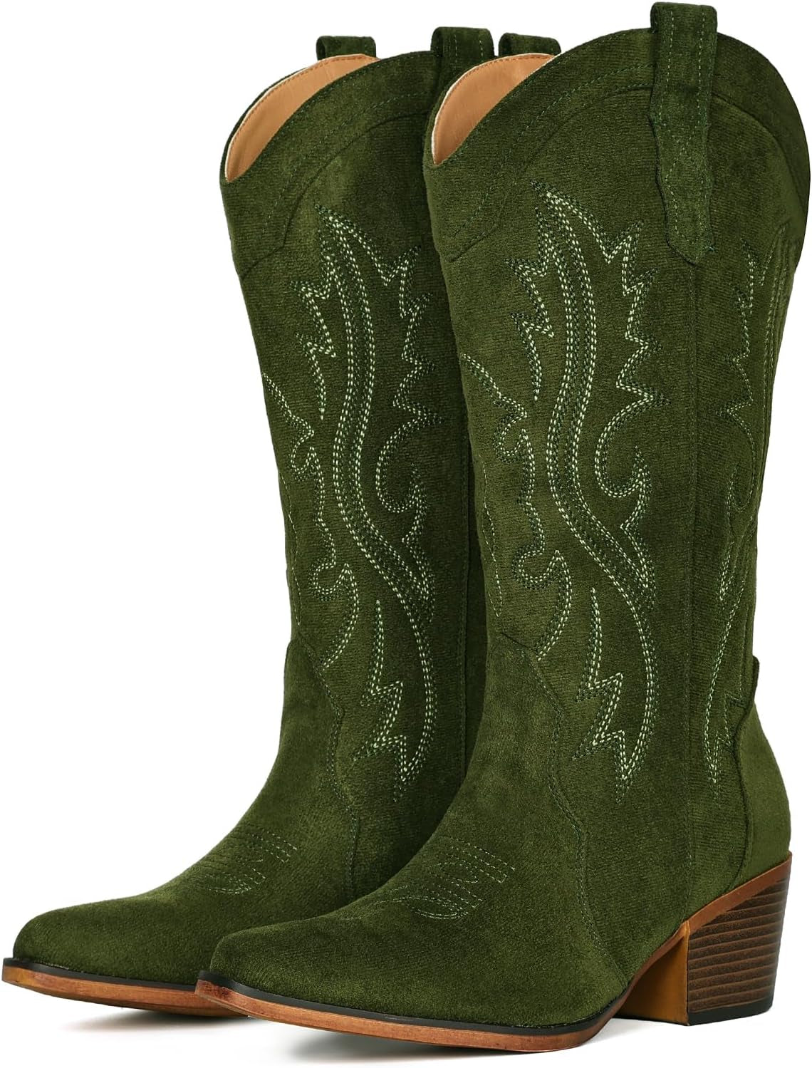 Cowboy Boots for Women Western Cowgirl Boots with Chunky Heel Mid Calf Snip Toe Ideal for Low Insteps