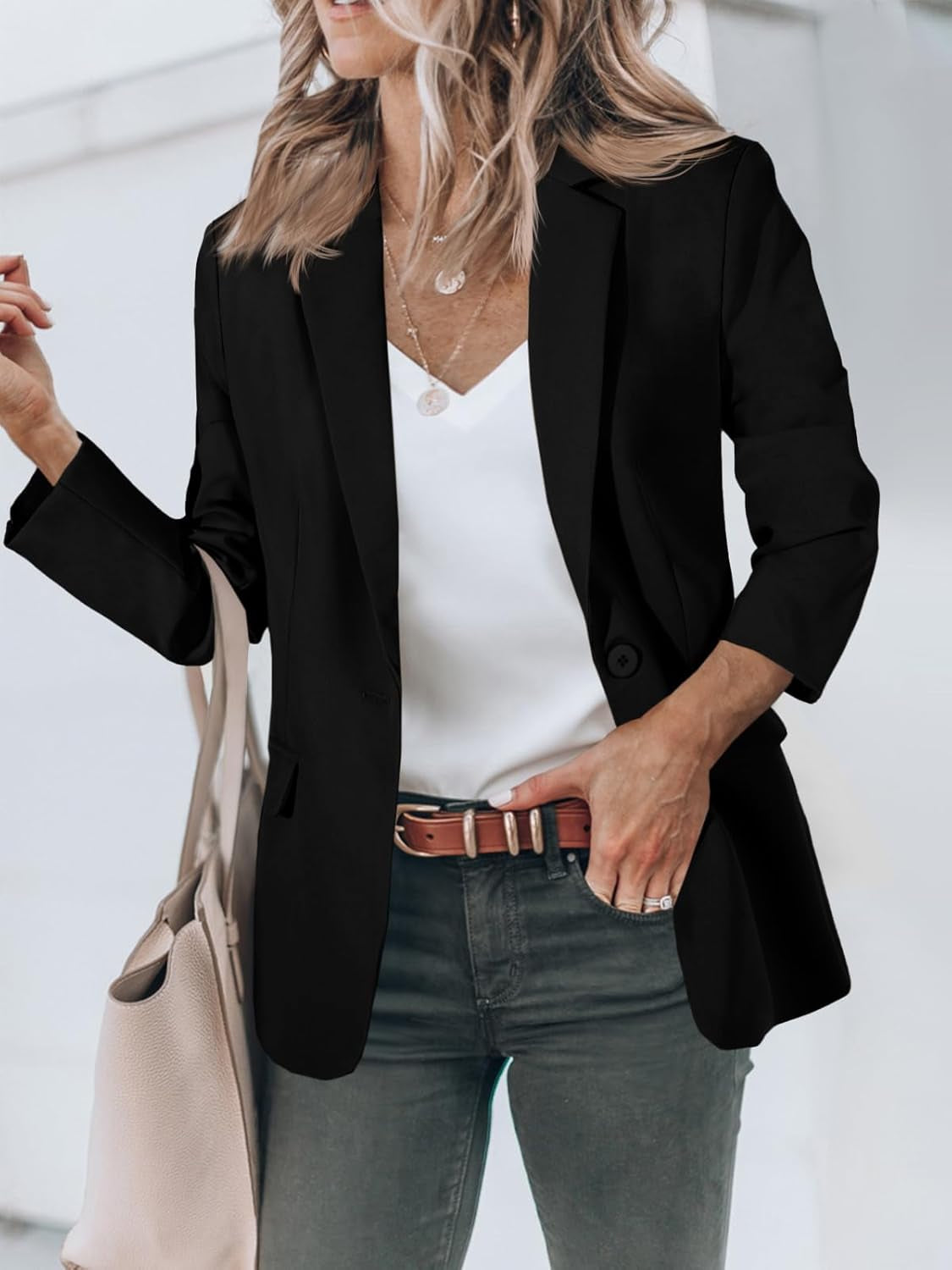 Womens Casual Blazers Open Front Long Sleeve Work Office Suit Jackets Blazer