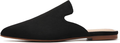 Mules for Woman Comfortable Pointed Toe Backless Loafers Flat Mule Business Casual Shoes Slides Slip On