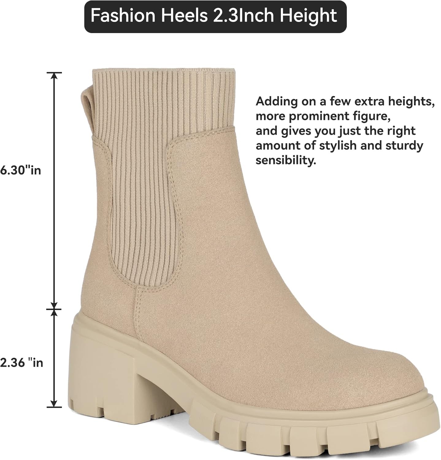 Women'S Chelsea Boots Fashion Slip on Platform Ankle Boots Lug Sole Chunky Booties