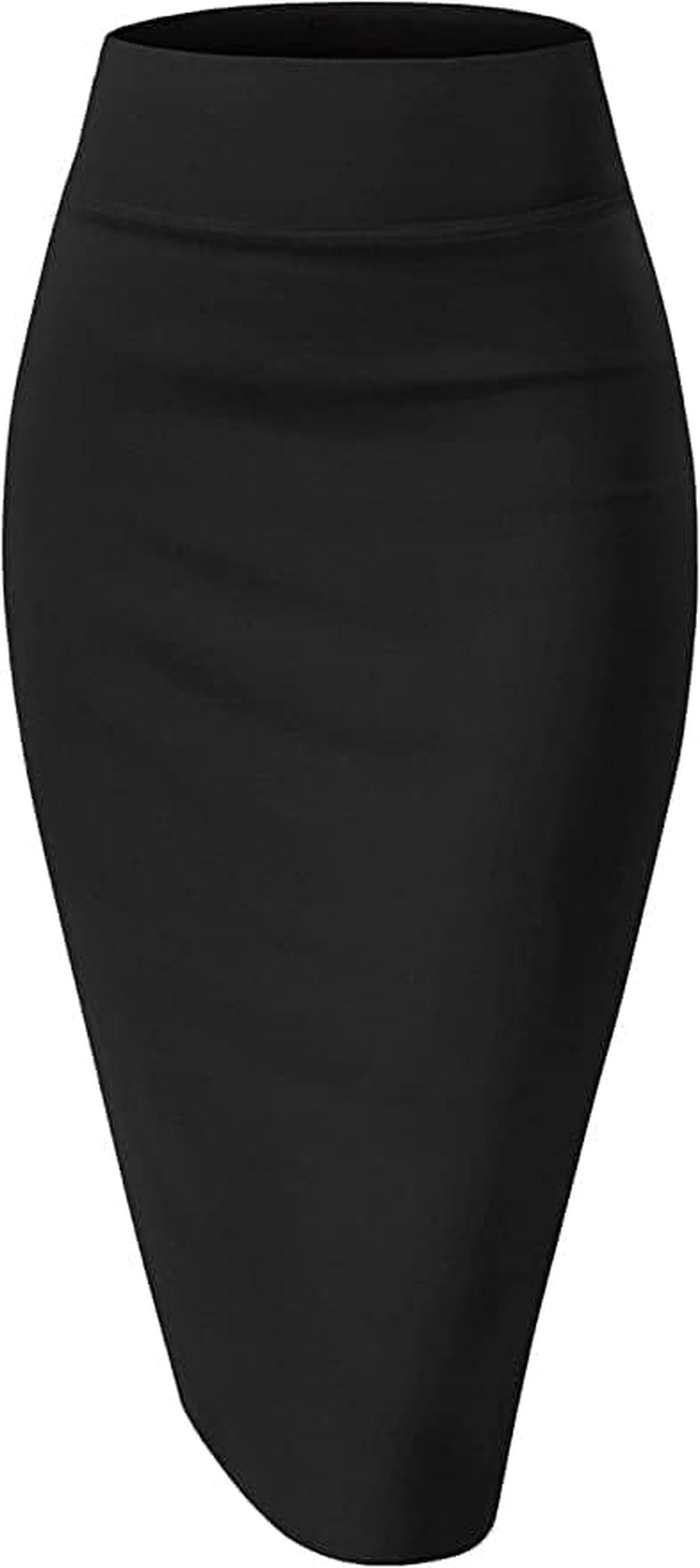 Women’S Basic Stretch Pencil Skirt- Regular & plus Size- below Knee Office Midi Bodycon Nylon Skirt Made in USA