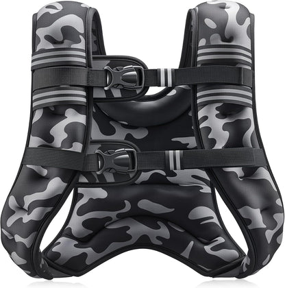 Weighted Vest, 6Lb/8Lb/12Lb/16Lb/20Lb/25Lb/30Lb Weight Vest with Reflective Stripe for Workout, Strength Training, Running, Fitness, Muscle Building, Weight Loss, Weightlifting