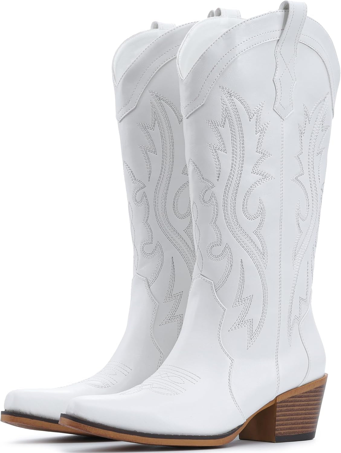 Cowboy Boots for Women Western Cowgirl Boots with Chunky Heel Mid Calf Snip Toe Ideal for Low Insteps