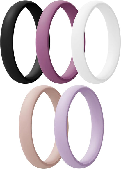 Women'S Bridal Rings Sets, Thin and Stackable Rings Silicone Women Wedding Bands，Rubber Promise Rings for Gift, Anniversary Ring for Work Out- 2.5Mm Width - 1.8Mm Thick