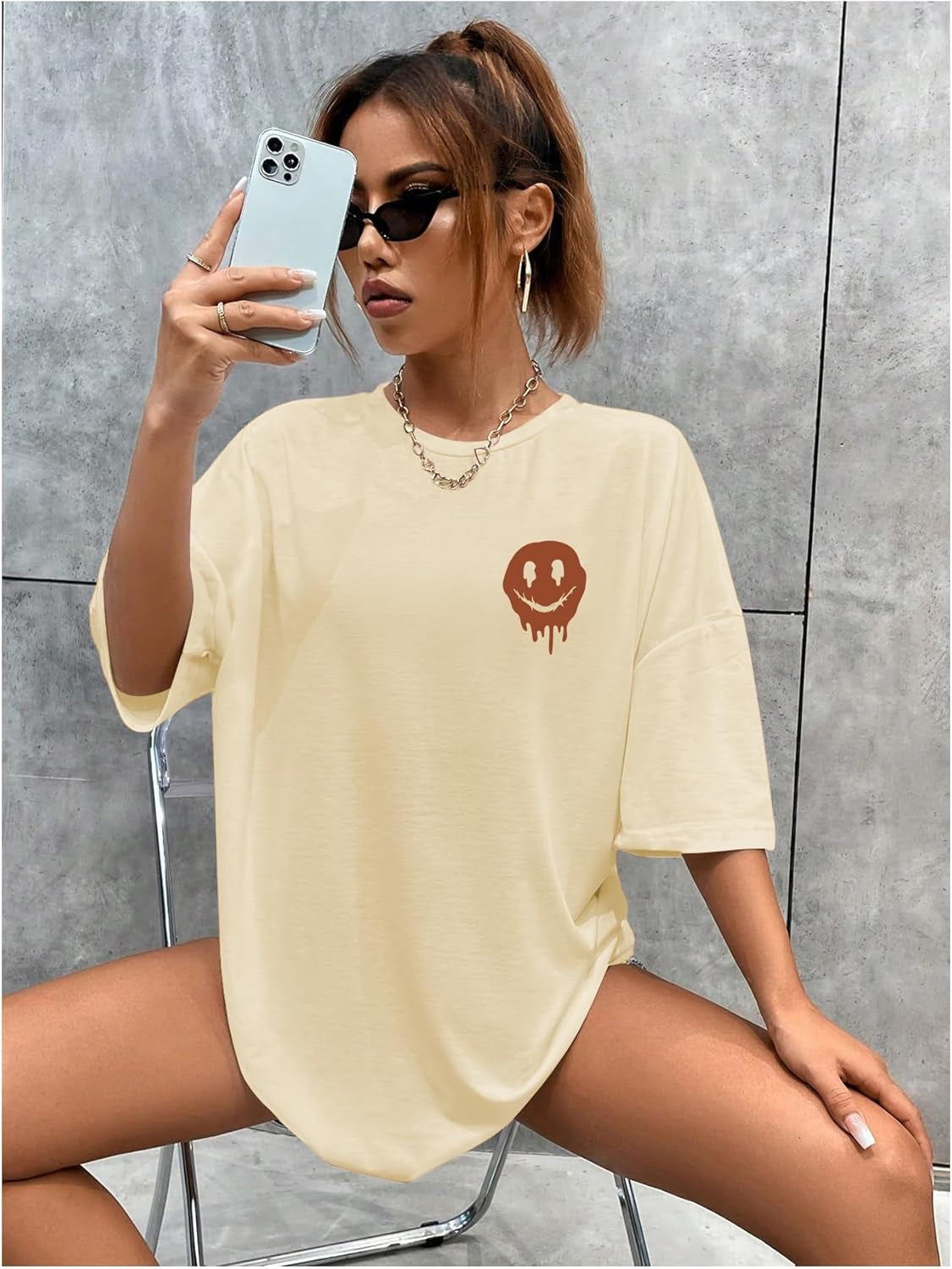 Women'S Oversized T Shirts Graphic Tees Letter Print Casual Trendy Summer Loose Tops