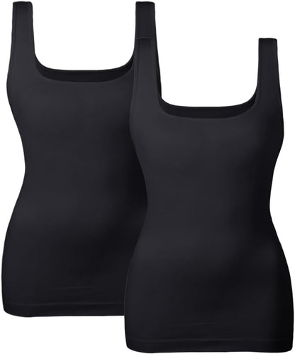 Women'S Tummy Control Shapewear Tank Tops Seamless Square Neck Compression Tops Slimming Body Shaper Camisole